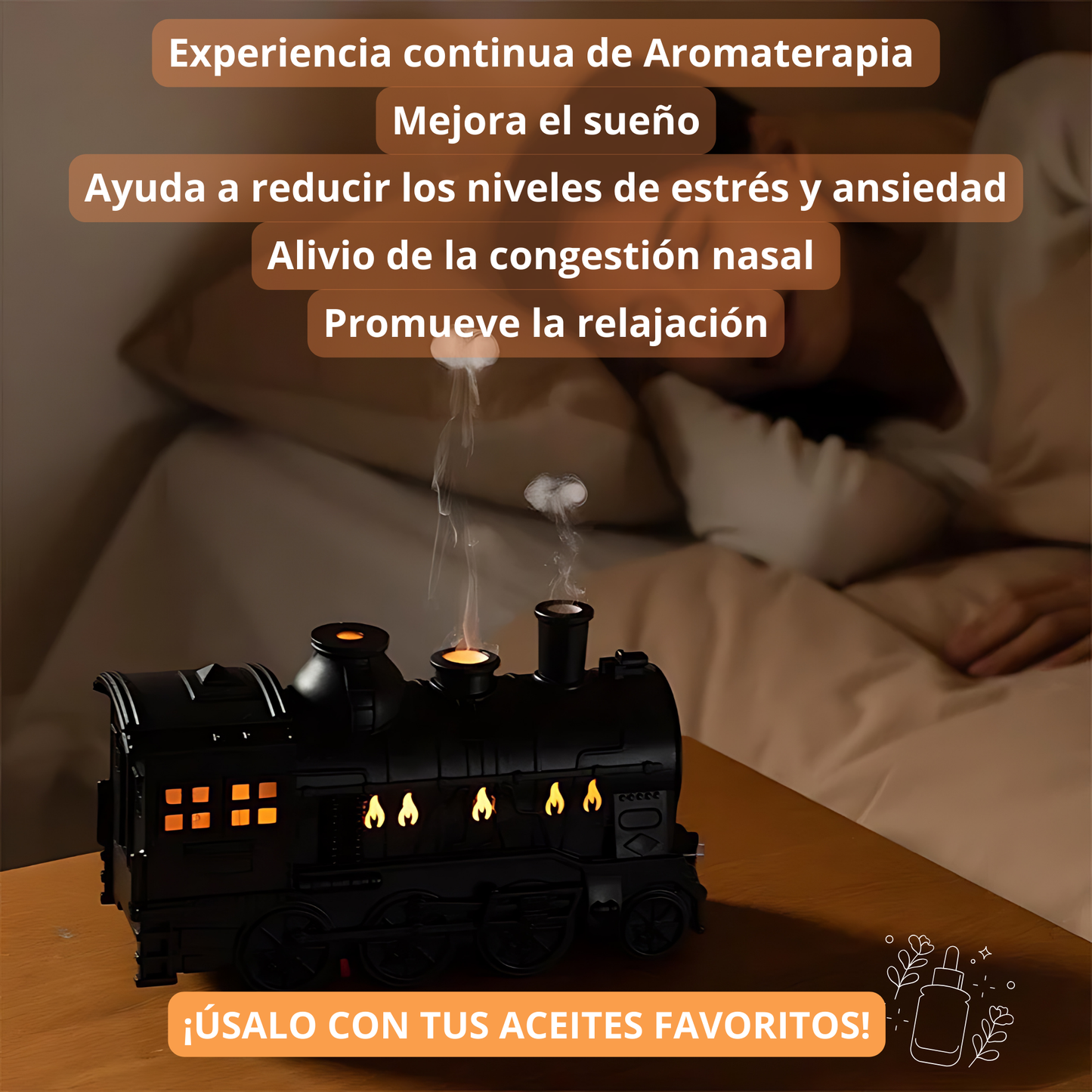 Sensory Rail-Tren Humidificador con luces LED para Aromaterapia